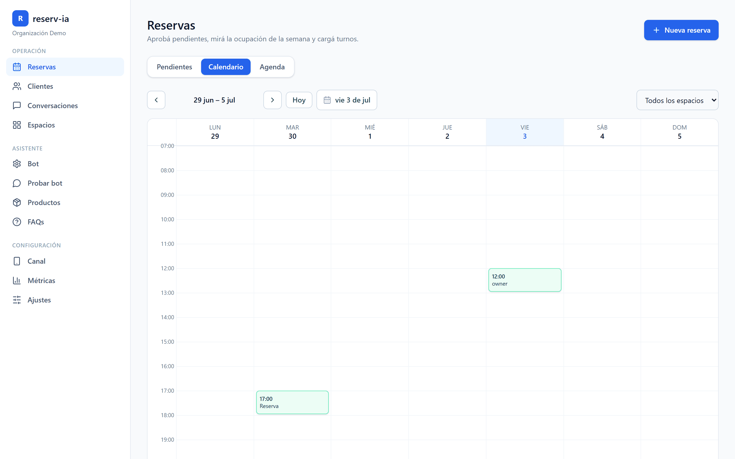 reserv-IA booking panel